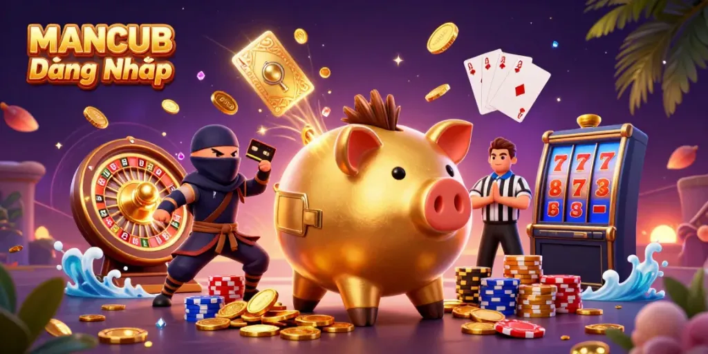 Experience vibrant gameplay at MANCUB Đăng Nhập with dynamic casino elements and energetic characters.