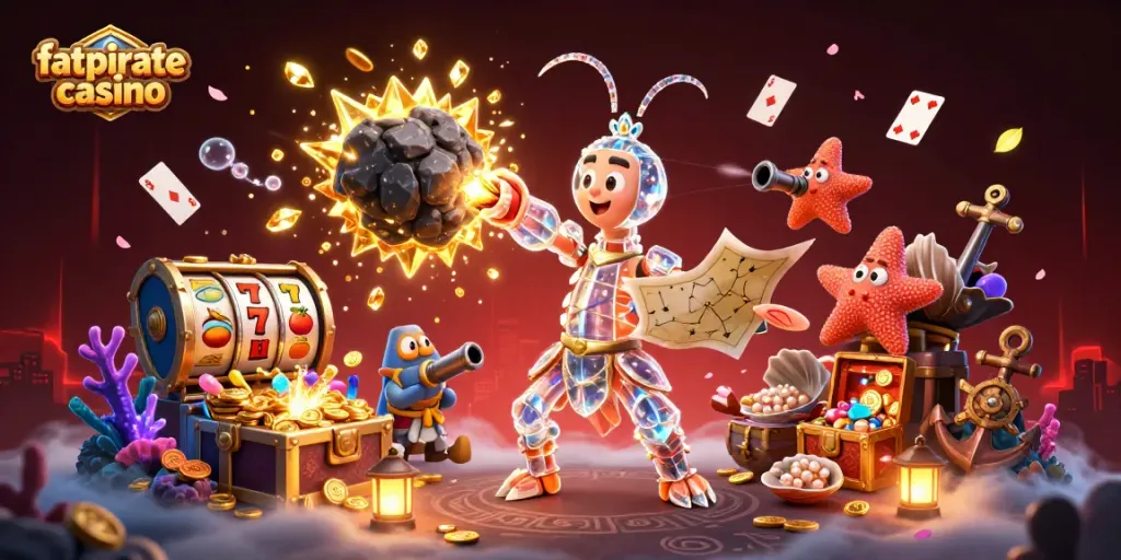 Engage in thrilling gameplay at fatpirate casino with vibrant 3D characters and dynamic casino elements.