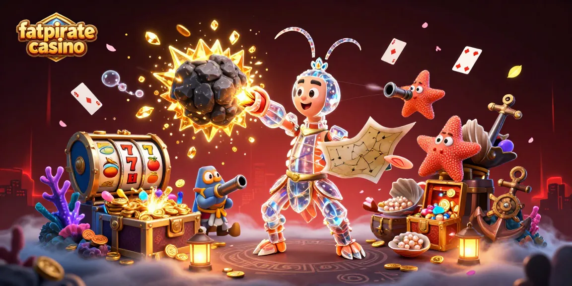 Engage in thrilling gameplay at fatpirate casino with vibrant 3D characters and dynamic casino elements.