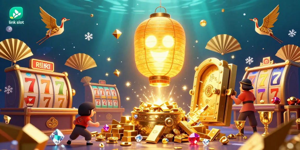 Engage with exciting link slot gameplay featuring vibrant characters and treasure elements in an immersive casino setting.