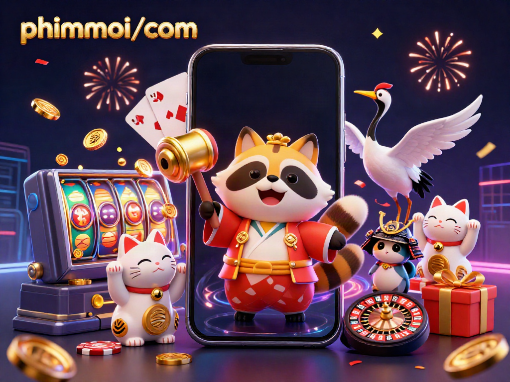 Experience the excitement of phimmoi/com in this rich casino scene with cheerful characters and vibrant game elements.