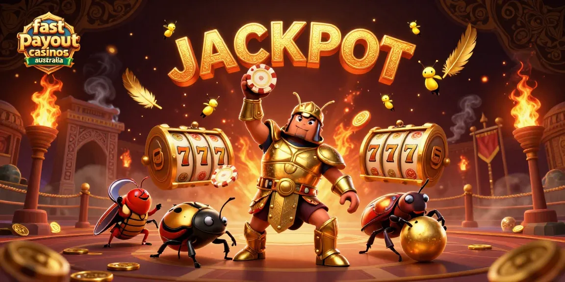 Experience fast payout casinos Australia with our dynamic cartoon illustration featuring thrilling jackpot action.